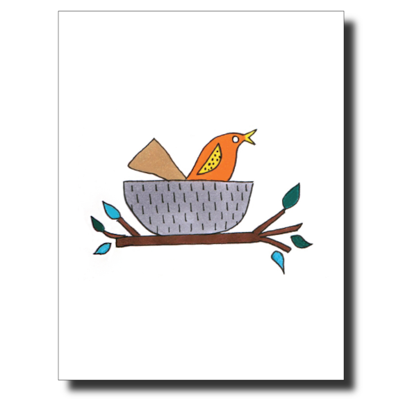 Bird in a Bowl card by Janet Karp