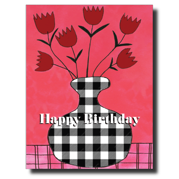 Gingham Birthday card by Janet Karp