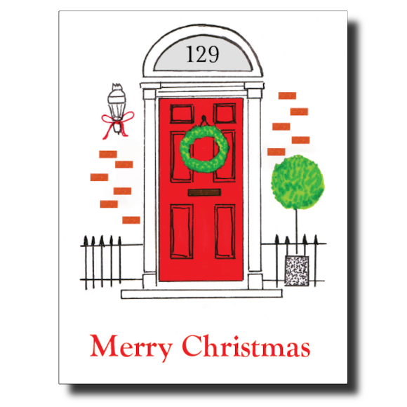 Red Door Christmas card by Janet Karp