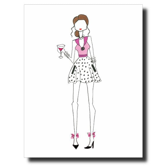 Boozy Girl card by Janet Karp
