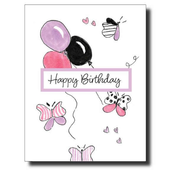 Balloons and Butterflies card by Janet Karp