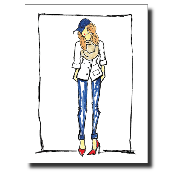 Baseball Fan Girl card by Janet Karp