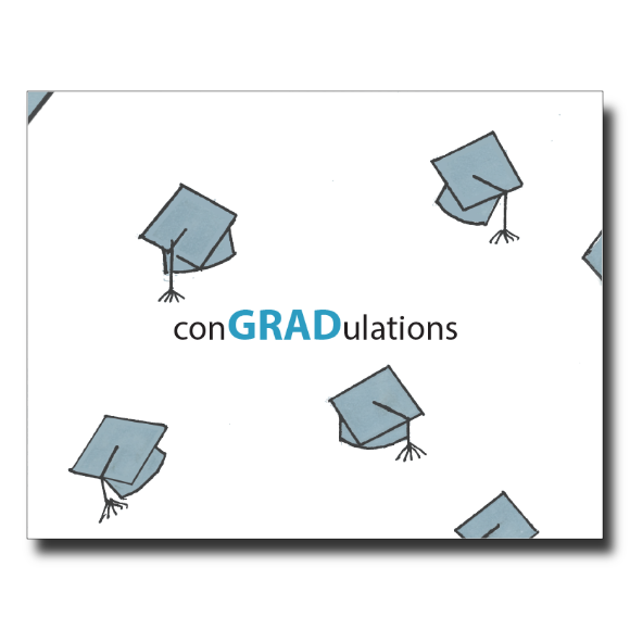 Blue Caps Congradulations card by Janet Karp
