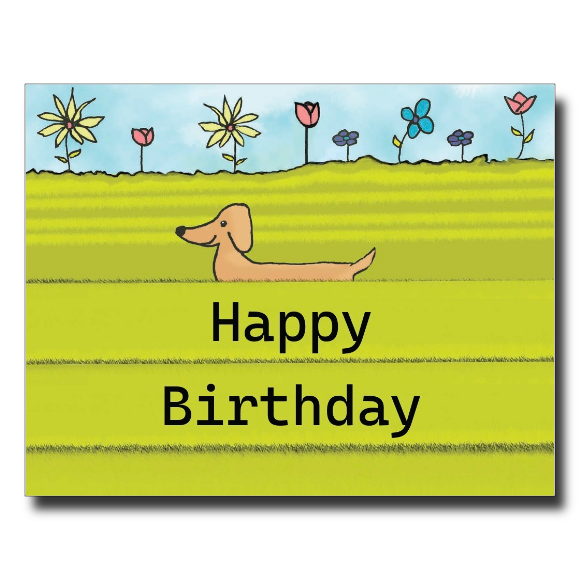 Dog in Grass card by Janet Karp