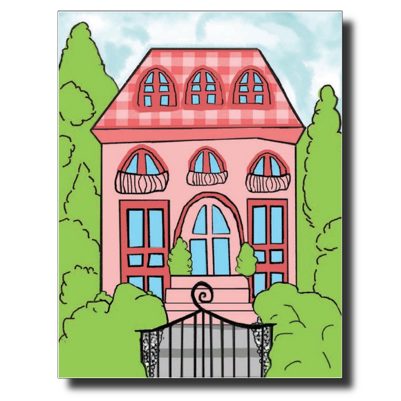 The Pink House card by Janet Karp