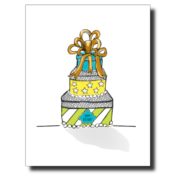 Gold Bow Birthday card by Janet Karp