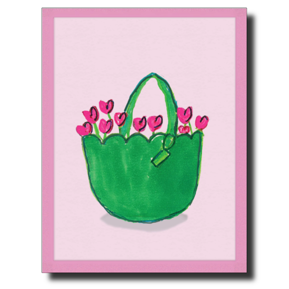 Green Basket card by Janet Karp