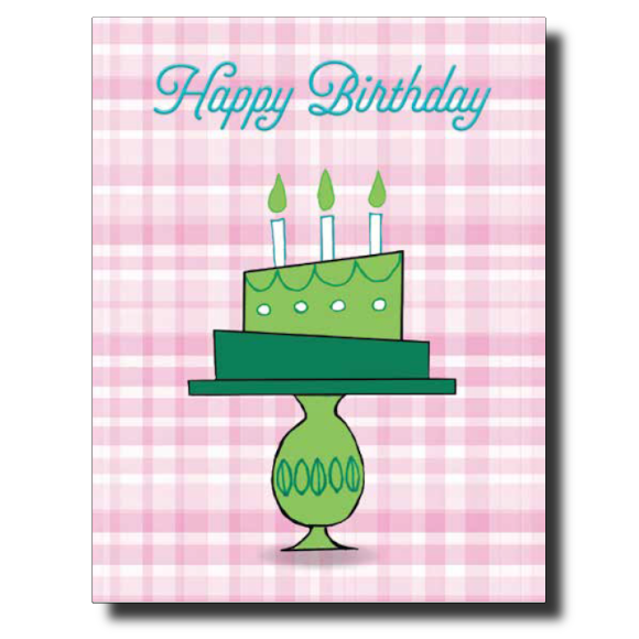 Green Cake Birthday card by Janet Karp