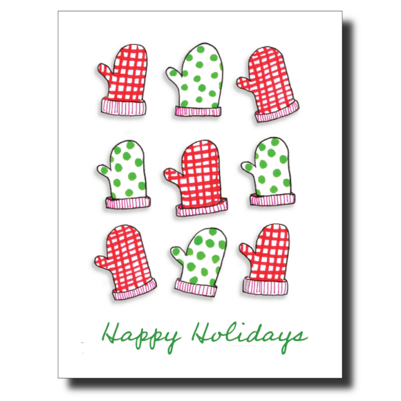 Holiday Mittens card by Janet Karp