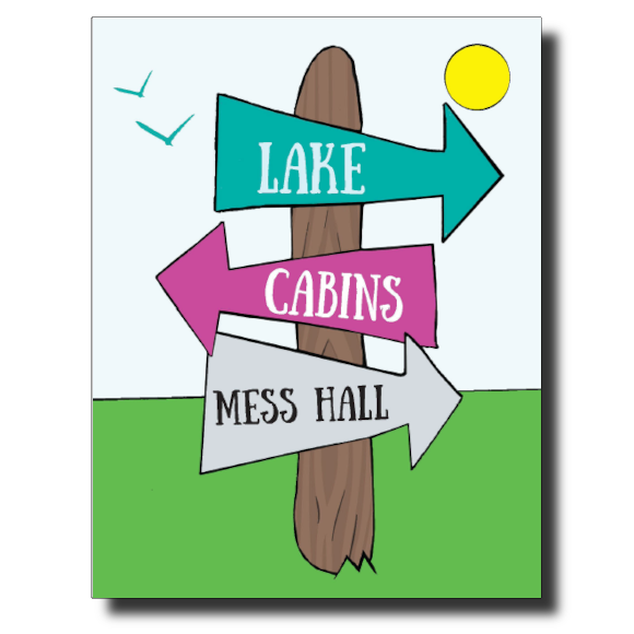 Lake, Cabin, Mess Hall card by Janet Karp