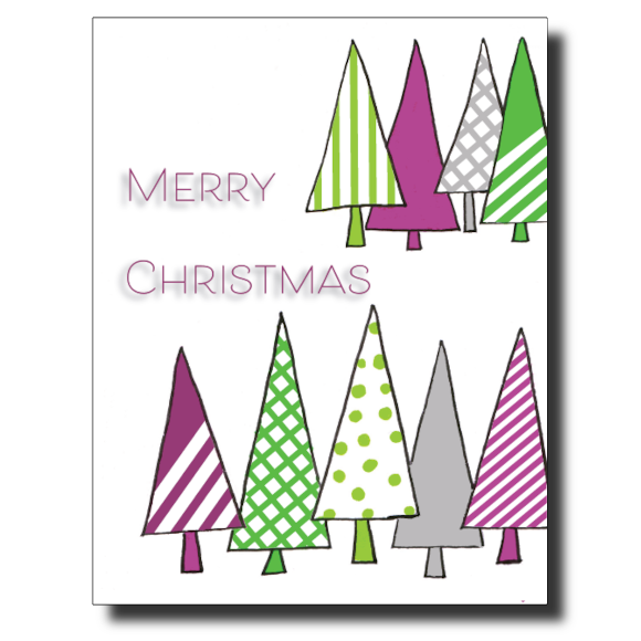 Merry Christmas Trees card by Janet Karp