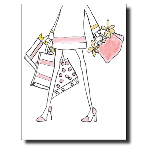 Pink Shopping card by Janet Karp