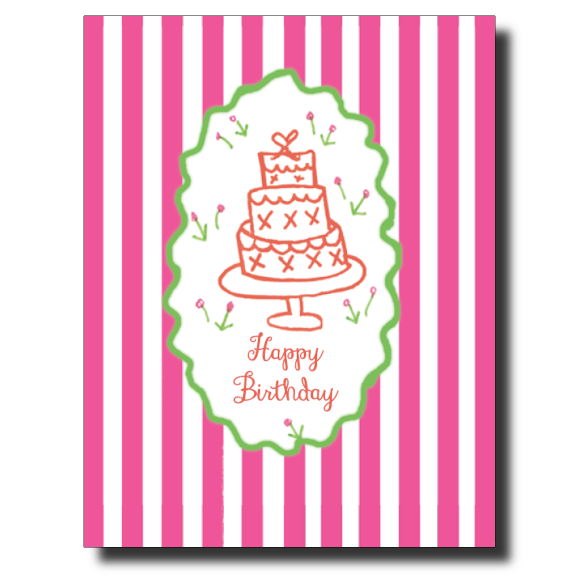 Pink Stripe Birthday card by Janet Karp