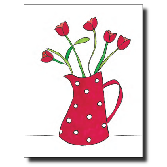 Red and White Polka Pitcher card by Janet Karp