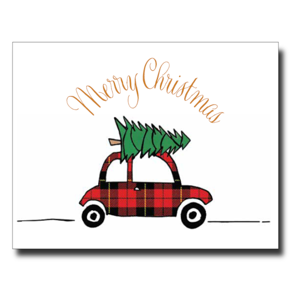 Tartan Car Christmas card by Janet Karp