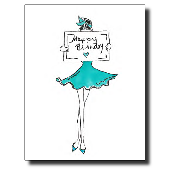 Tiffany Blue Dress card by Janet Karp