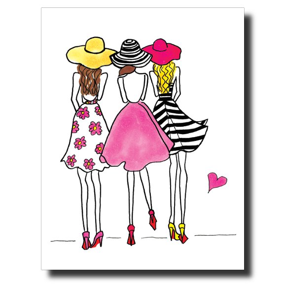 3 Party Girls card by Janet Karp