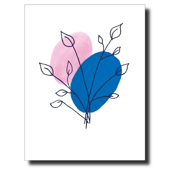 Branch with Pink and Blue card by Janet Karp