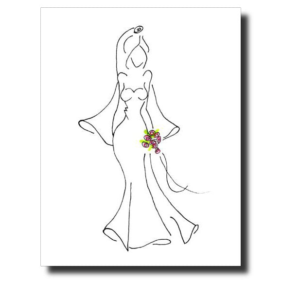 Bride with Bouquet card by Janet Karp