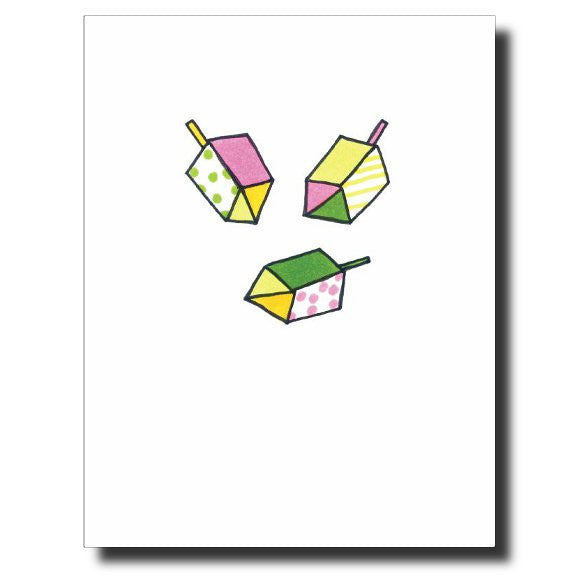 Dreidels - Pink card by Janet Karp