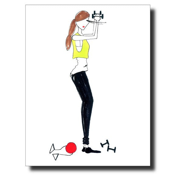 Gym Girl card by Janet Karp