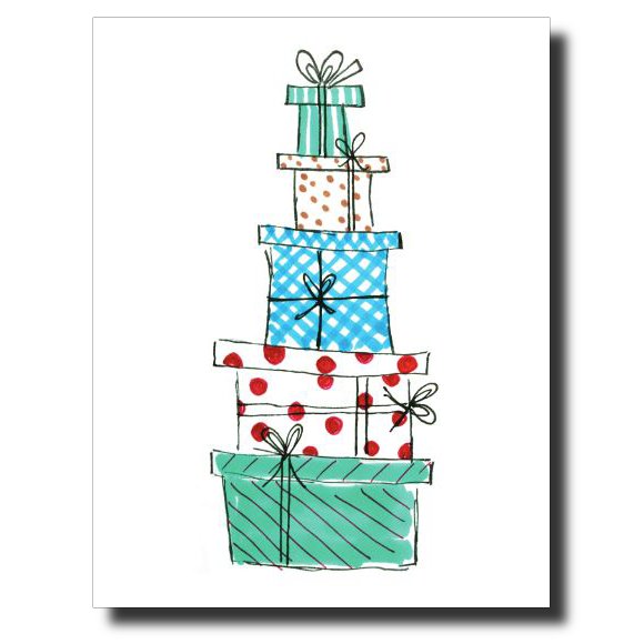 Pile of Presents card by Janet Karp