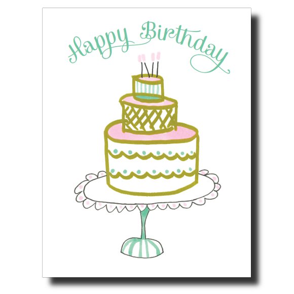 Pink and Green Birthday card by Janet Karp