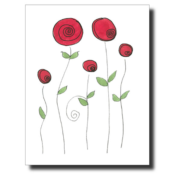 Red Poppies card by Janet Karp