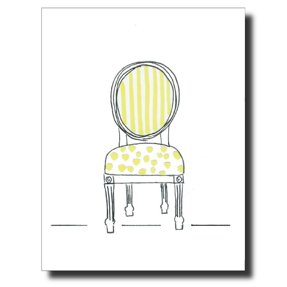 Yellow Polka Dot Chair card by Janet Karp